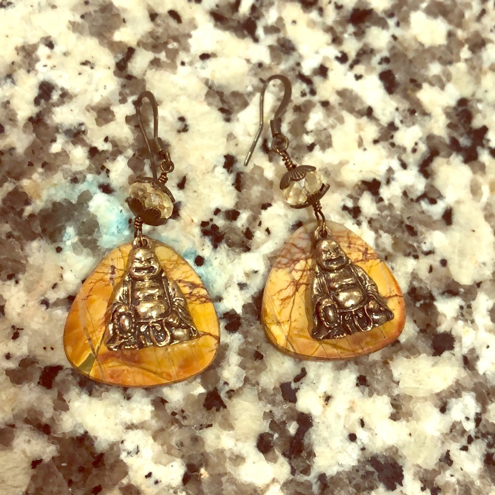 Tigers eye Buddha earrings